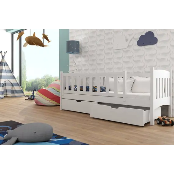 Buy Gucio Wooden Single Bed with Storage, Colour: White Matt, Mattresses: Without Mattresses, Size: Single