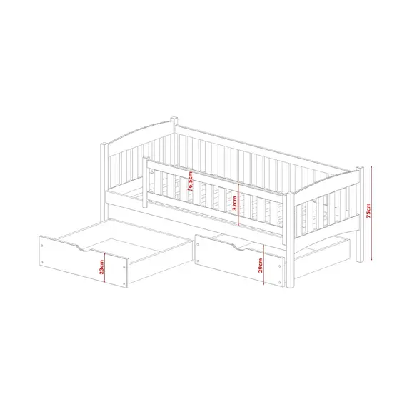 Buy Gucio Wooden Single Bed with Storage, Colour: White Matt, Mattresses: Foam/Bonnell Mattresses, Size: Single, 4 image