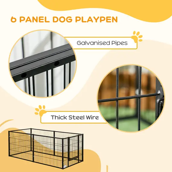 Buy 82.5-150 cm x 61 cm Heavy Duty Pet Playpen, 6 Panel Exercise Pen for Dogs, Adjustable Length, Indoor Outdoor, Small Sized Dogs, 7 image
