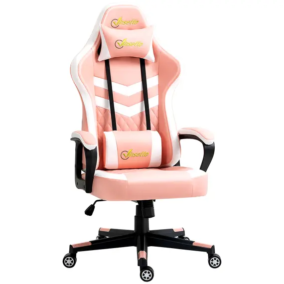 Buy Gaming Chair, Computer Desk Chair with Lumbar Support, Faux Leather Racing Chair with Headrest and Swivel Wheels for Home Office, Pink
