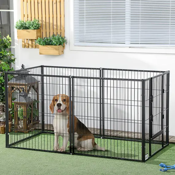 Buy PawHut 82.5-150 cm x 81 cm Heavy Duty Pet Playpen, 6 Panel Exercise Pen for Dogs, Adjustable Length, Small and Medium Sized Dogs, 2 image