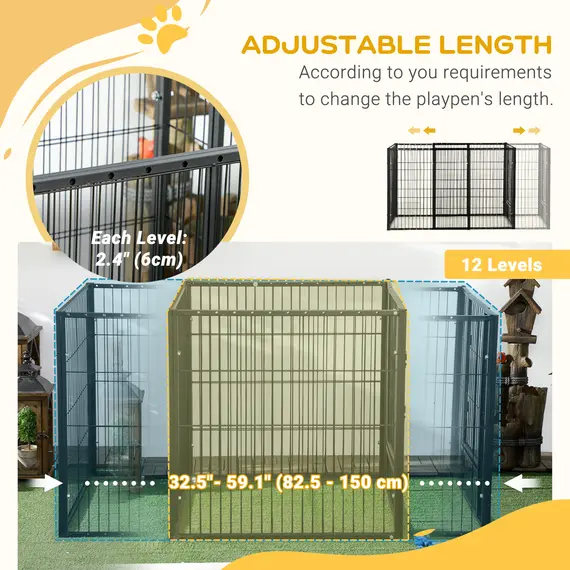 Buy PawHut 82.5-150 cm x 81 cm Heavy Duty Pet Playpen, 6 Panel Exercise Pen for Dogs, Adjustable Length, Small and Medium Sized Dogs, 5 image