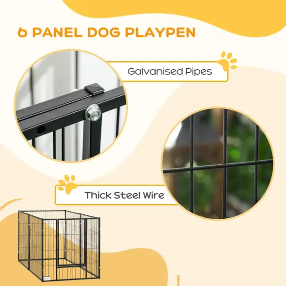 Buy PawHut 82.5-150 cm x 81 cm Heavy Duty Pet Playpen, 6 Panel Exercise Pen for Dogs, Adjustable Length, Small and Medium Sized Dogs, 7 image
