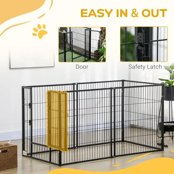 Buy PawHut 82.5-150 cm x 81 cm Heavy Duty Pet Playpen, 6 Panel Exercise Pen for Dogs, Adjustable Length, Small and Medium Sized Dogs, 8 image