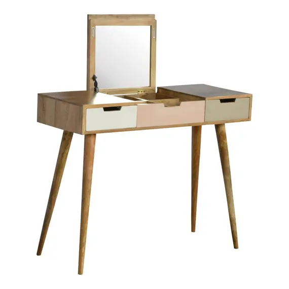 Buy Blush Pink Dressing Table with Foldable Mirror, 4 image