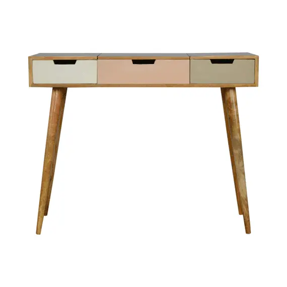 Buy Blush Pink Dressing Table with Foldable Mirror, 11 image