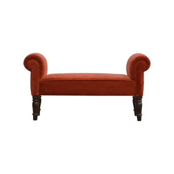 Buy Brick Red Velvet Bench, 10 image