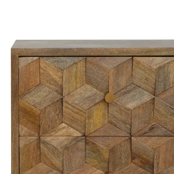 Buy Cube Carved Bedside with 2 Drawers, 5 image