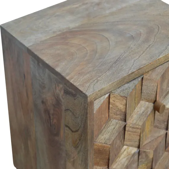 Buy Cube Carved Bedside with 2 Drawers, 7 image