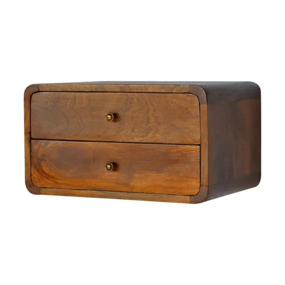Buy Curved Chestnut Wall Mounted Bedside, 3 image