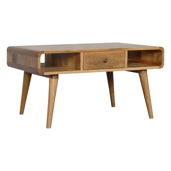 Buy Curved Oak-ish Coffee Table, 3 image