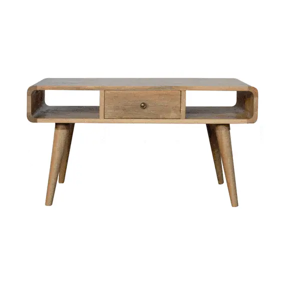 Buy Curved Oak-ish Coffee Table, 9 image