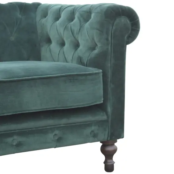 Buy Emerald Green Velvet Chesterfield Sofa, 5 image