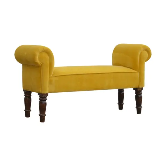 Buy Mustard Velvet Bench, 3 image