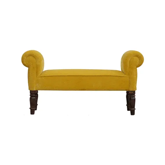 Buy Mustard Velvet Bench, 10 image