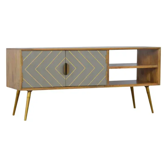 Buy Sleek Cement Brass Inlay Media Unit, 3 image
