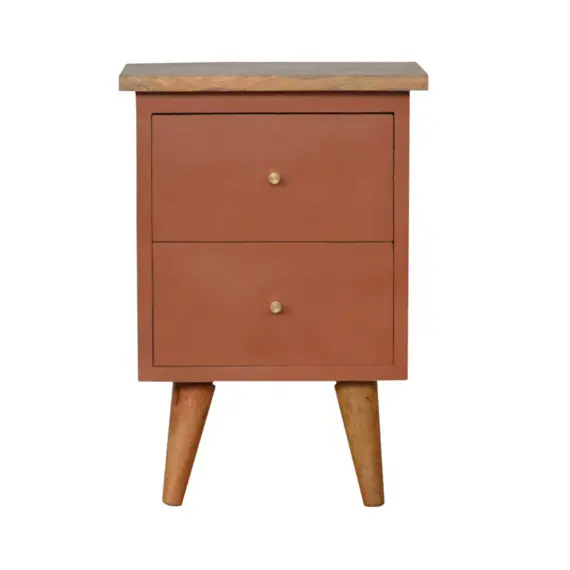 Buy Brick Red Hand Painted Bedside, 11 image