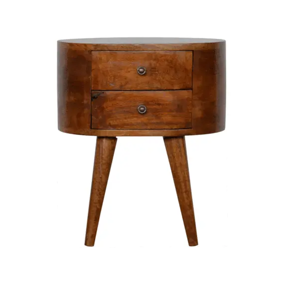 Buy Chestnut Rounded Bedside Table, 14 image