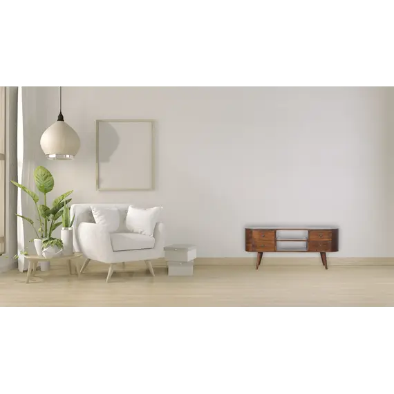 Buy Chestnut Rounded Entertainment Unit, 11 image