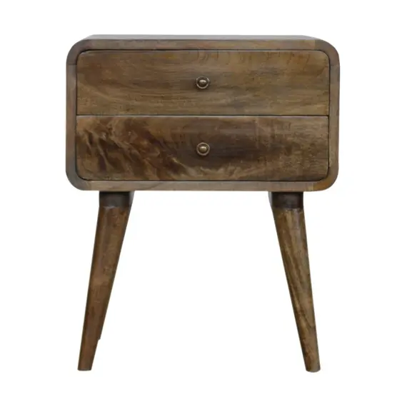 Buy Curved Classic Grey Washed Bedside