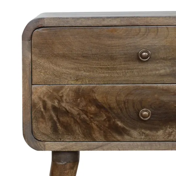 Buy Curved Classic Grey Washed Bedside, 4 image