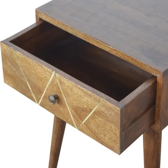 Buy Geometric Brass Inlay Bedside, 7 image