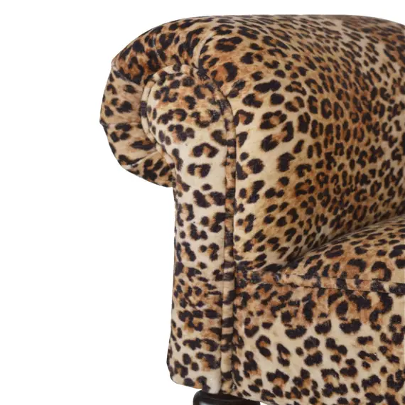 Buy Leopard Print Velvet Bench, 6 image