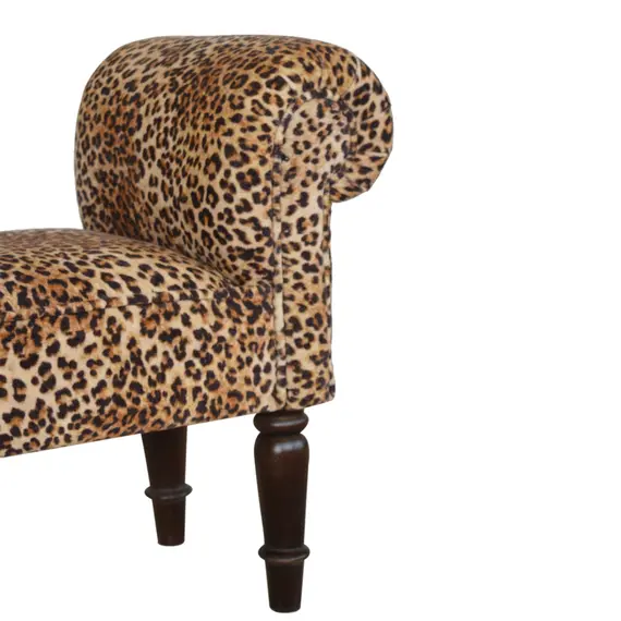 Buy Leopard Print Velvet Bench, 7 image