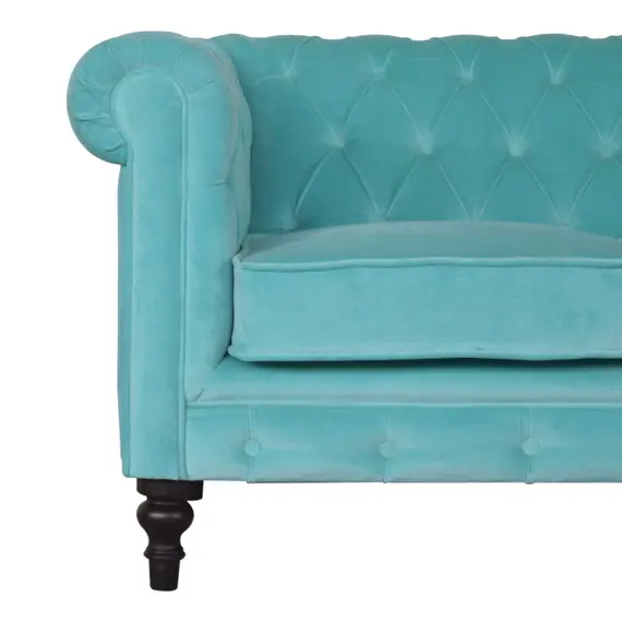 Buy Aqua Velvet Chesterfield Sofa, 6 image