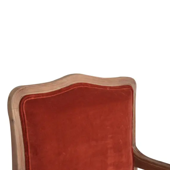 Buy Brick Red Velvet French Style Chair, 5 image