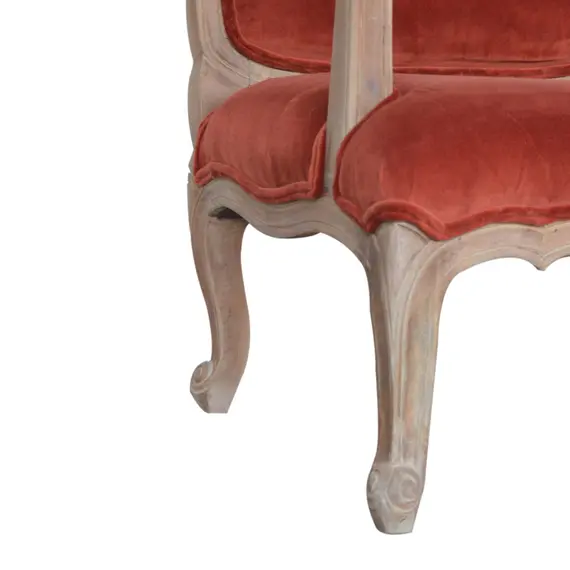 Buy Brick Red Velvet French Style Chair, 6 image