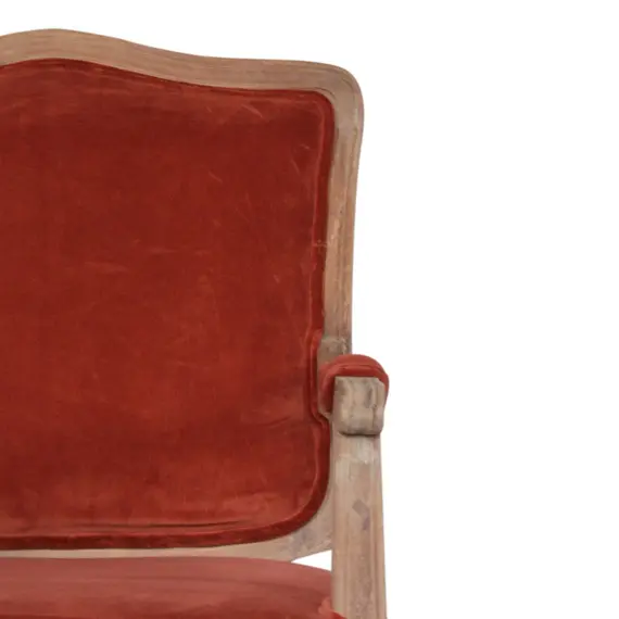 Buy Brick Red Velvet French Style Chair, 17 image
