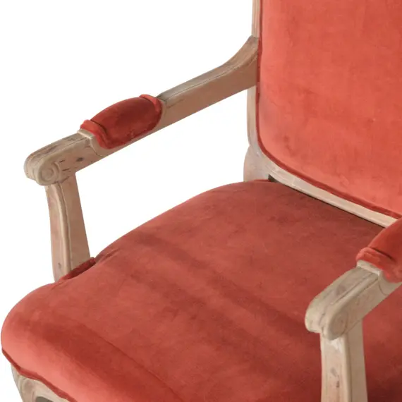 Buy Brick Red Velvet French Style Chair, 18 image