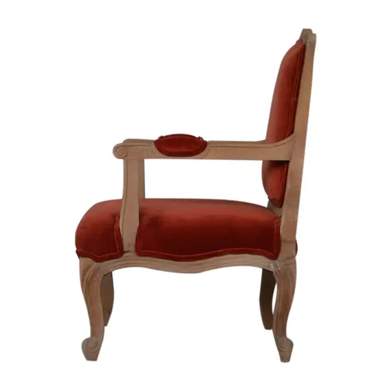 Buy Brick Red Velvet French Style Chair, 19 image