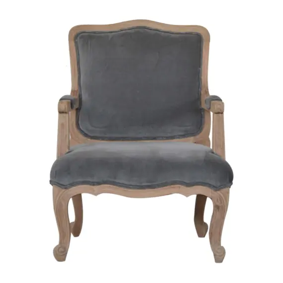 Buy Grey Velvet French Style Chair, 2 image