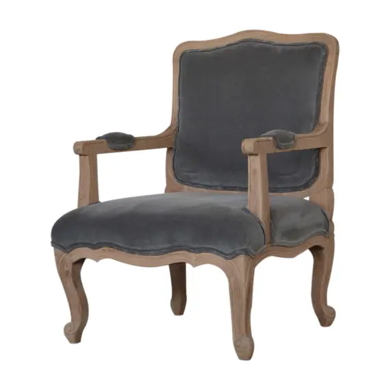 Buy Grey Velvet French Style Chair, 4 image