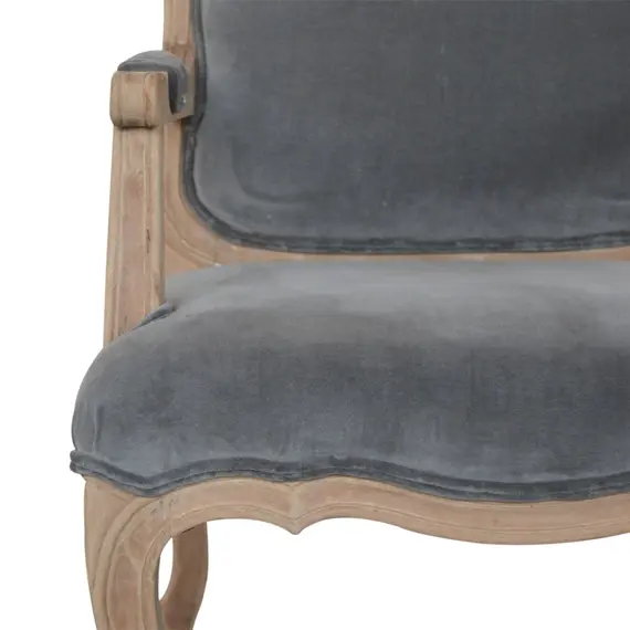 Buy Grey Velvet French Style Chair, 5 image