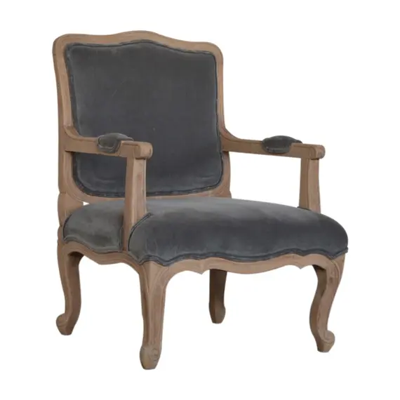 Buy Grey Velvet French Style Chair, 12 image