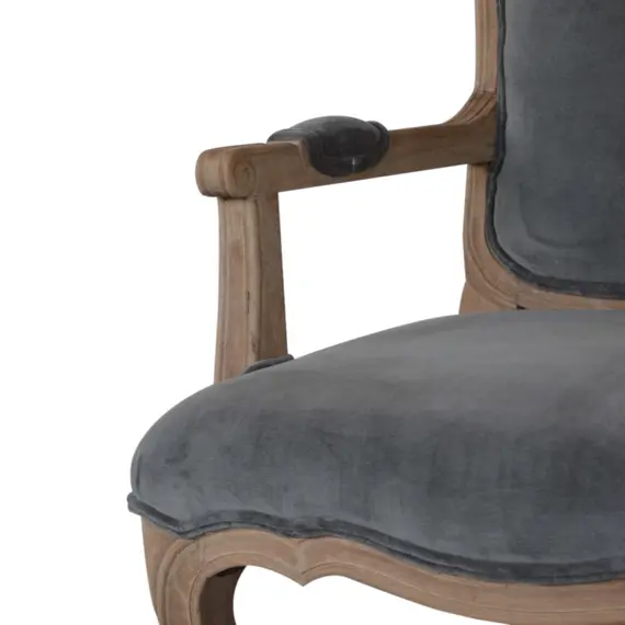 Buy Grey Velvet French Style Chair, 15 image