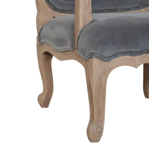Buy Grey Velvet French Style Chair, 17 image