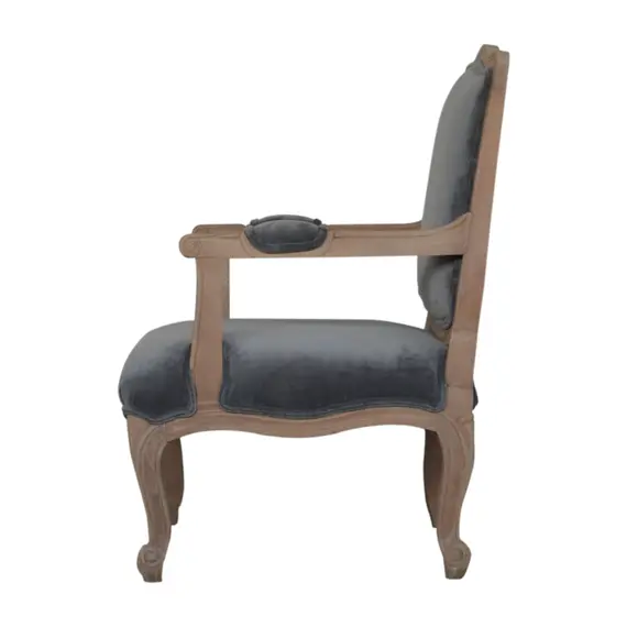 Buy Grey Velvet French Style Chair, 18 image