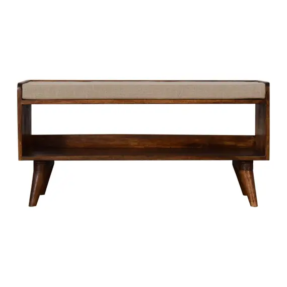 Buy Nordic Chestnut Finish Storage Bench with Seat Pad, 2 image