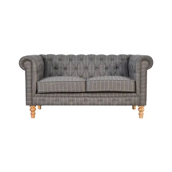 Buy Pewter Tweed Chesterfield 2 Seater Sofa, 11 image