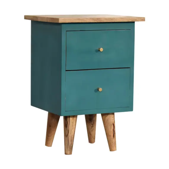Buy Teal Hand Painted Bedside, 2 image