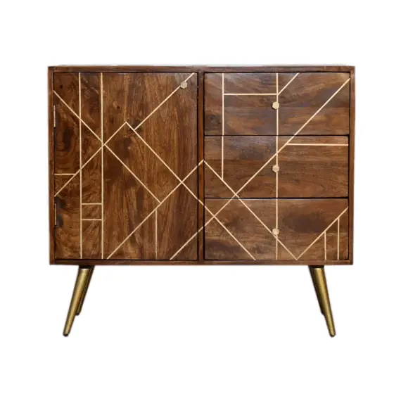 Buy Chestnut Gold Inlay Abstract Sideboard, 11 image