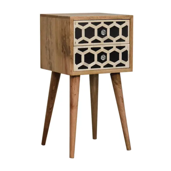 Buy Mini Bone Inlay 2 Drawer Bedside, 12 image