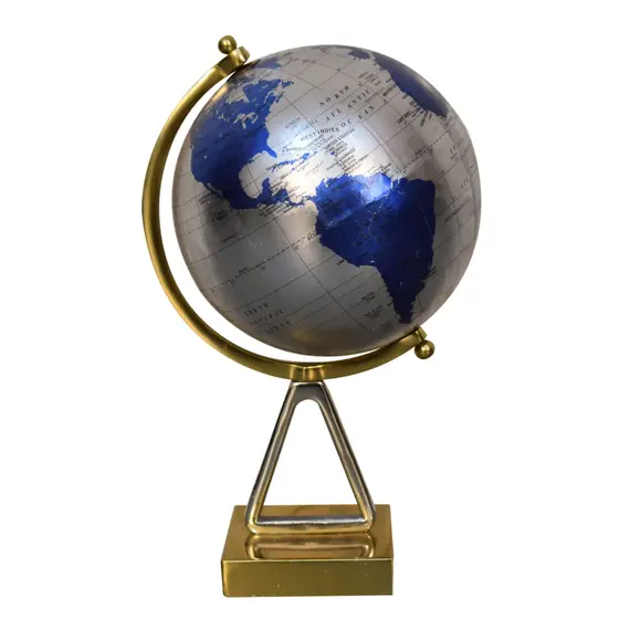 Buy Blue Globe with Mixed Chrome & Brass Frame, 4 image