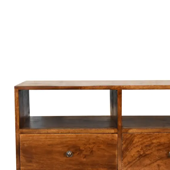 Buy Chestnut Nordic Style TV Unit with 3 Drawers, 5 image