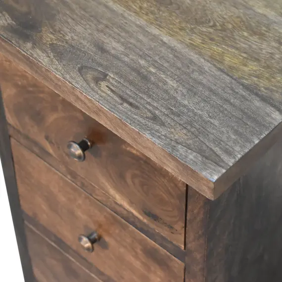 Buy Mini Classic Grey Country Style Bedside with 3 Drawers, 6 image