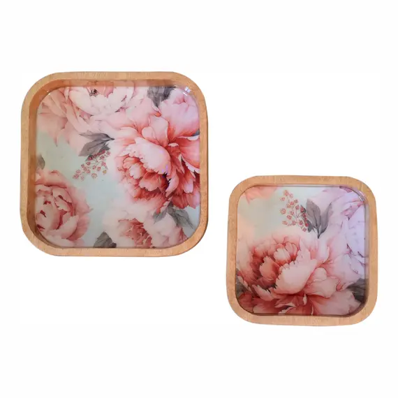 Buy Pink Floral Square Bowl Set of 2, 4 image
